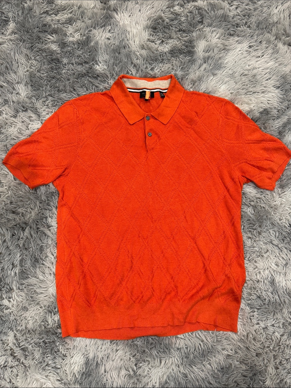 Ted Baker London Bright Orange Textured Polo Shirt